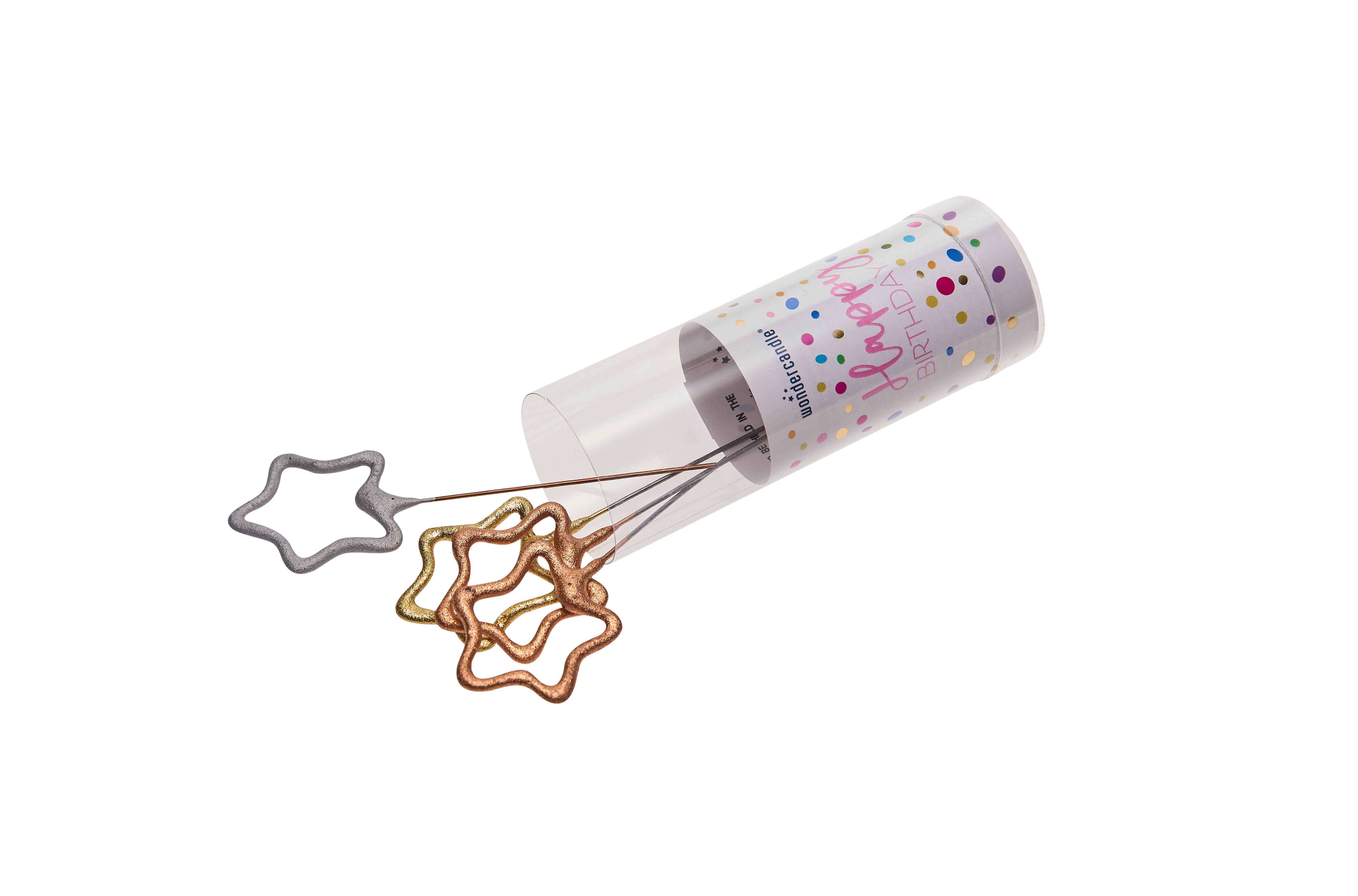 Weiteres Produktbild 2: Stern Tricolor Confetti Happy Birthday Wondercandle®  mini 4er Set