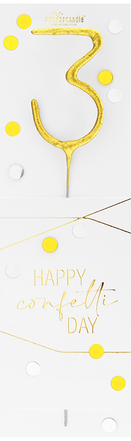Weiteres Produktbild 1: 3 gold Confetti Wondercandle® classic