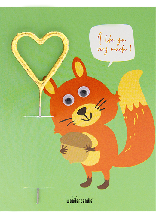 Weiteres Produktbild 1: I like you very much Eichhörnchen grün Wackelaugen Tiere Mini Wondercard