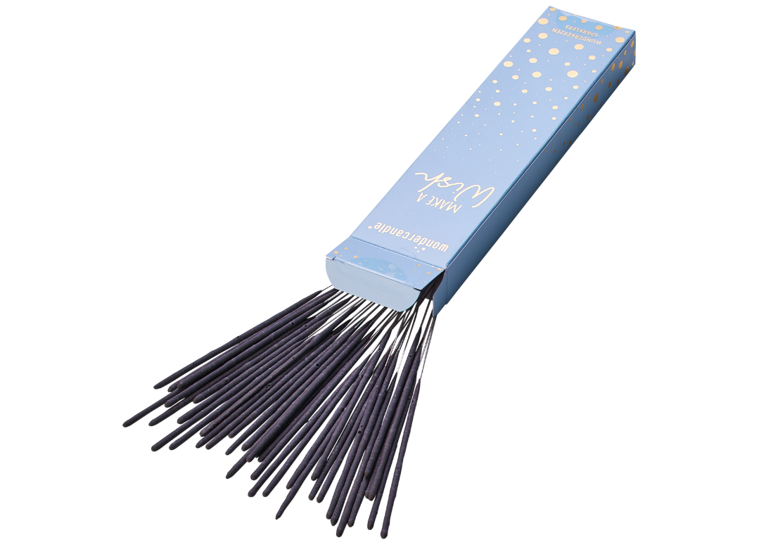 Weiteres Produktbild 3: Wunderkerzen 40er Sets 18 cm grau in Faltschachtel Make a Wish hellblau