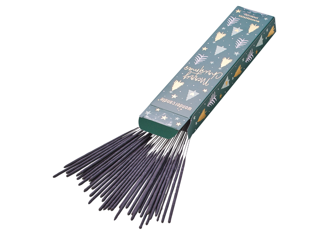 Weiteres Produktbild 3: Wunderkerzen 40er Sets 18 cm grau in Faltschachtel Merry Christmas grün