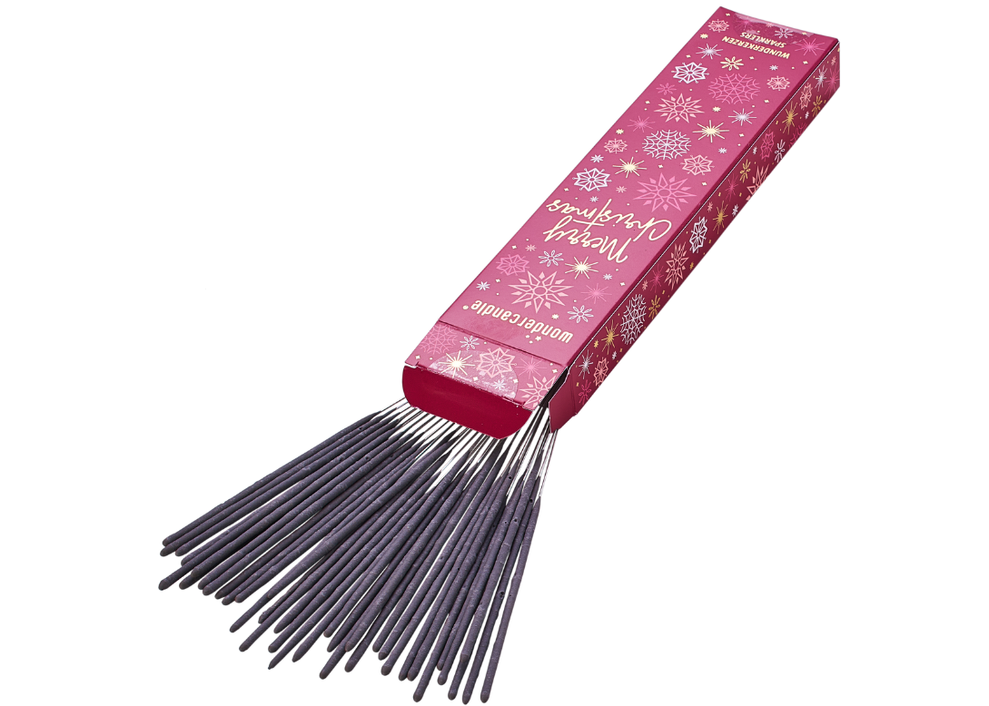 Weiteres Produktbild 3: Wunderkerzen 40er Sets 18 cm grau in Faltschachtel Merry Christmas rot